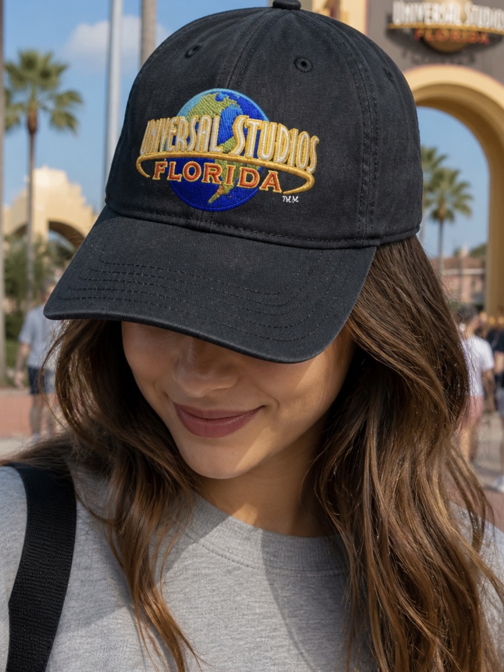 Universal Studios Florida Black Logo Hat Adjustable Cap Embroidered Vintage 90s